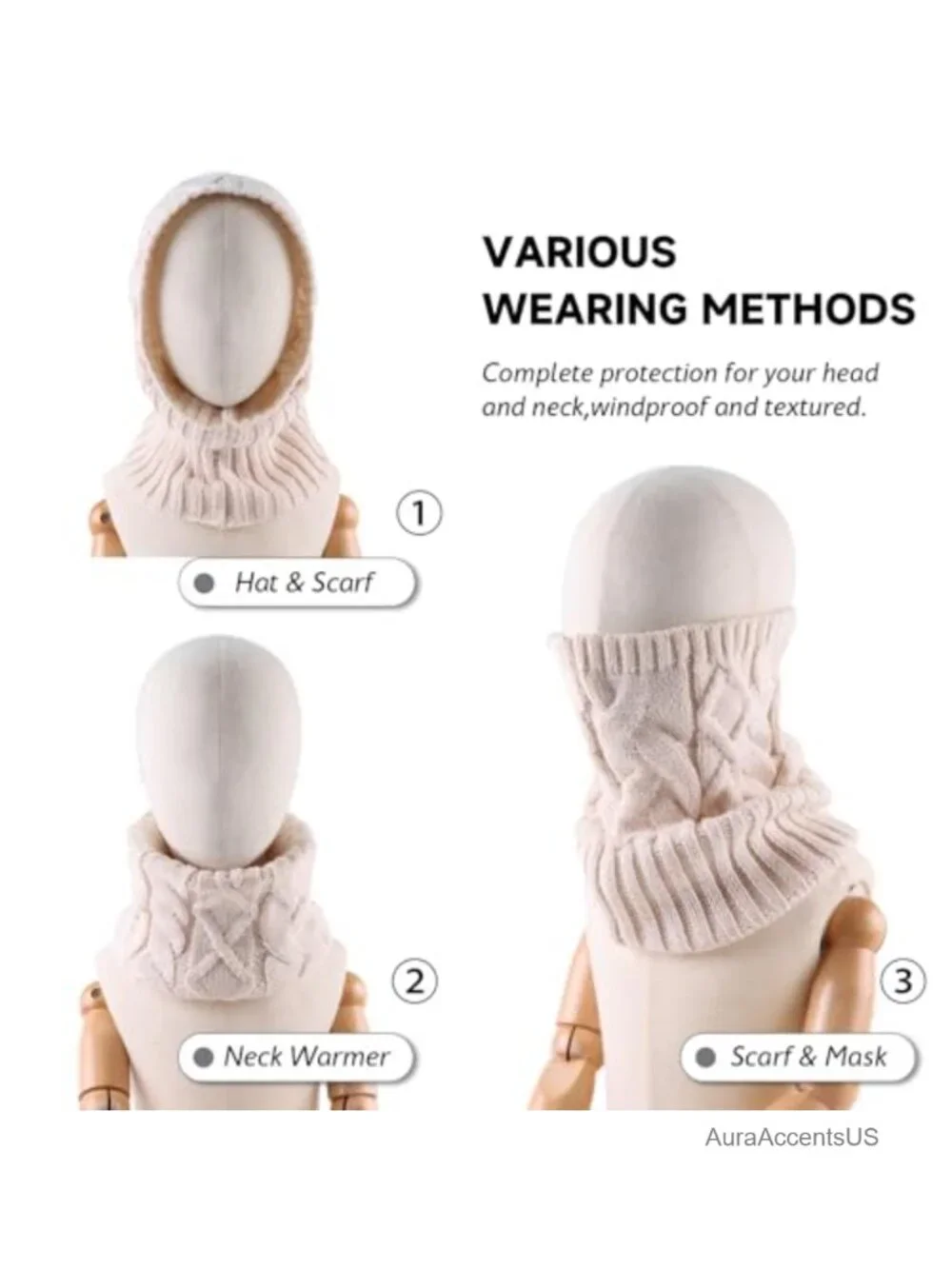 Warm Knitted Scarf Winter Neck Warmer Unisex Infinity Loop Circle Scarf